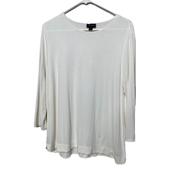 J.Jill Wearever Collection Size L Off White 3/4 Sleeves Top Large T Shirt Ivory - Picture 1 of 9